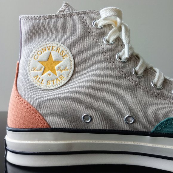 Converse Men's Chuck 70 Color Block in Nice Looking String/Algae Coast/Orange - Picture 5 of 12